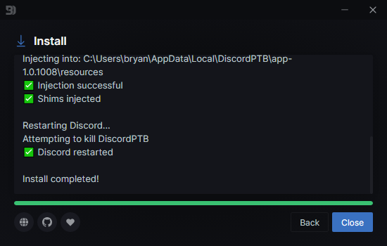 Better Discord Successfully Installed